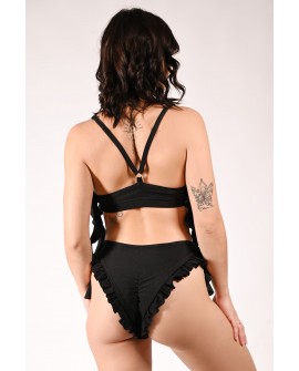 Lily forest nymph dance top in black with flounced design, back view