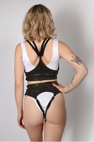 Sequin Strip Belt in gold – back view, sequin belt with detachable chains creating a hypnotic stage-ready effect