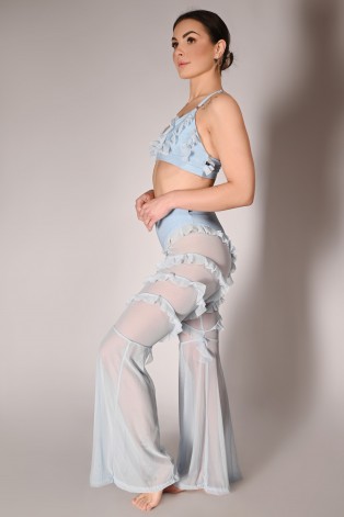 Naiad Pants glittery high-waisted pole dance pants – side view in baby blue