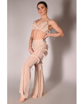 Naiad Pants glittery high-waisted pole dance pants – side view in latte