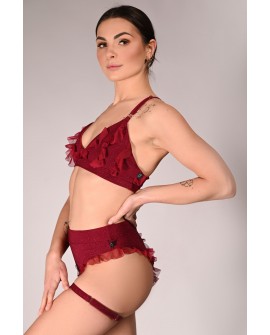 Glittery Lily Top water nymph inspired glitter top – side view in burgundy