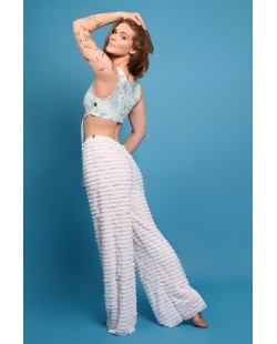 Bloomer Pants with elegant cascading ruffles and lightweight construction, side view