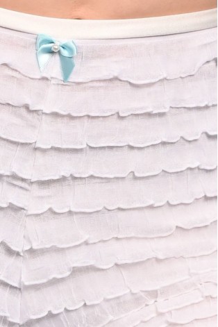 Close-up detail of Bloomer Pants  showcasing delicate ruffles and decorative bow accent