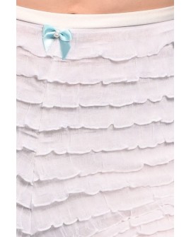 Close-up detail of Bloomer Pants  showcasing delicate ruffles and decorative bow accent