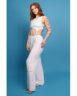 Stays Top featuring decorative hanging straps inspired by vintage stocking stays, side view