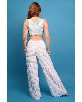 Stays Top with romantic blue rose print and elegant Victorian-inspired silhouette, back view