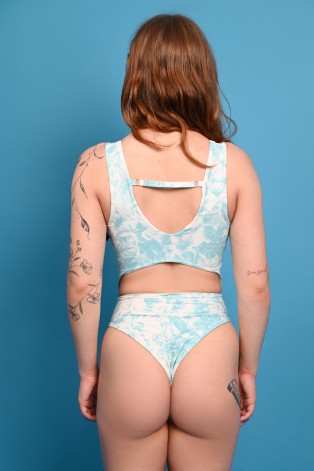 Poetry Bodysuit with adjustable back strap, Brazilian cut and gathered back seam, back view