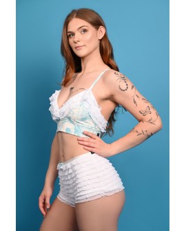 Bloomer Shorts High featuring soft Victorian ruffles and comfortable double-layer construction, side view