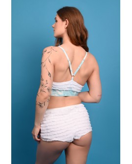 Bloomer Shorts High featuring Victorian-inspired layered ruffles, high-waisted silhouette, three-quarter view