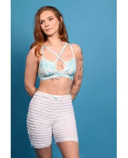 Bloomer Shorts Long featuring Victorian-inspired ruffles, biker shorts silhouette and romantic layered design, front view