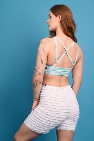 Bloomer Shorts Long  with flowing ruffle texture and feminine Victorian-inspired silhouette, three-quarter view