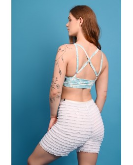 Bloomer Shorts Long  with flowing ruffle texture and feminine Victorian-inspired silhouette, three-quarter view