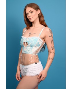 Bloomer Shorts Low featuring feminine layered ruffles and low-rise waist, side view