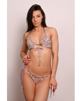 Festival Triangle Top in dusty violet- sparkling sequin pole dance festival top front view