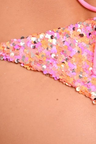 Festival Bikini Bottom in light pink - sparkling sequins and colourful bead detail
