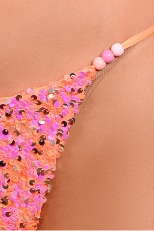 Festival Bikini Bottom in orange - sparkling sequins and colourful bead detail
