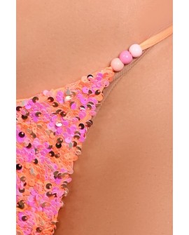 Festival Bikini Bottom in orange - sparkling sequins and colourful bead detail