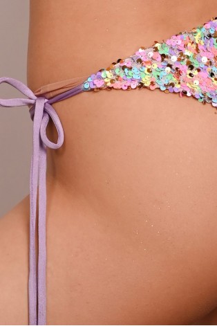Festival Bikini Bottom in dusty violet - sparkling sequins and colourful bead detail