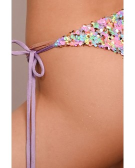 Festival Bikini Bottom in dusty violet - sparkling sequins and colourful bead detail