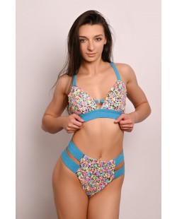 Festival Candy Top in azure with shimmering sequins and glitter fabric front view