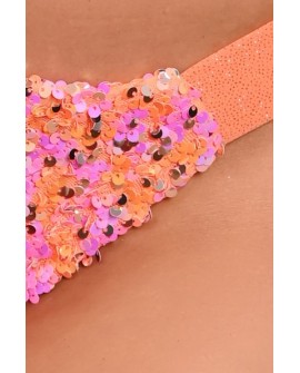 Festival Candy Shorts Low in orange detail of shimmering sequins and glitter fabric