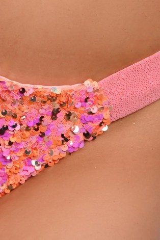 Festival Candy Shorts Low in light coral detail of shimmering sequins and glitter fabric