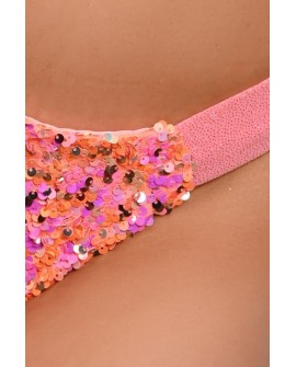 Festival Candy Shorts Low in light coral detail of shimmering sequins and glitter fabric