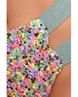Festival Candy Shorts High in sage green detail of shimmering sequins and glitter fabric