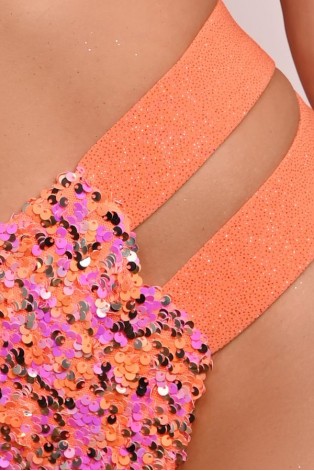 Festival Candy Shorts High in orange detail of shimmering sequins and glitter fabric