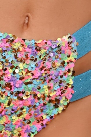 Festival Candy Shorts High in azure detail of shimmering sequins and glitter fabric
