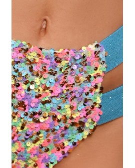 Festival Candy Shorts High in azure detail of shimmering sequins and glitter fabric