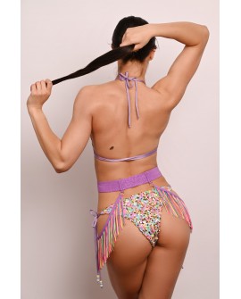 Festival Fringe Belt in dusty violet back view