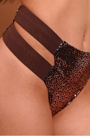 Jasper brown sequin shorts with shimmering caramel sequins and glitter side band detail